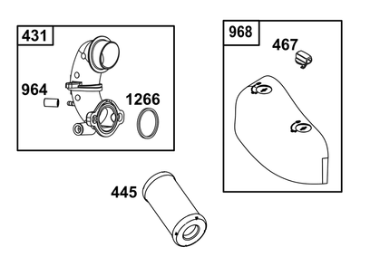 Air Cleaner Group Diagram and Parts List for 31Q507-0003-H5 200000 - 399999 Briggs and Stratton Engine